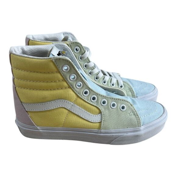 Vans Pastel Block Sk8-Hi Shoes Size Women 6.5 Men 5 Pink Yellow Canvas - Picture 10 of 11